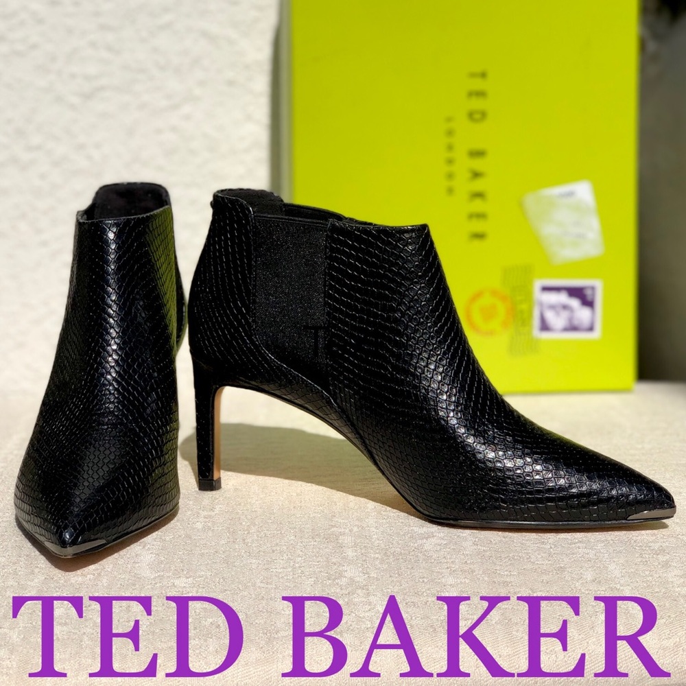 TED BAKER Beriini leather ankle black booties size 8,5